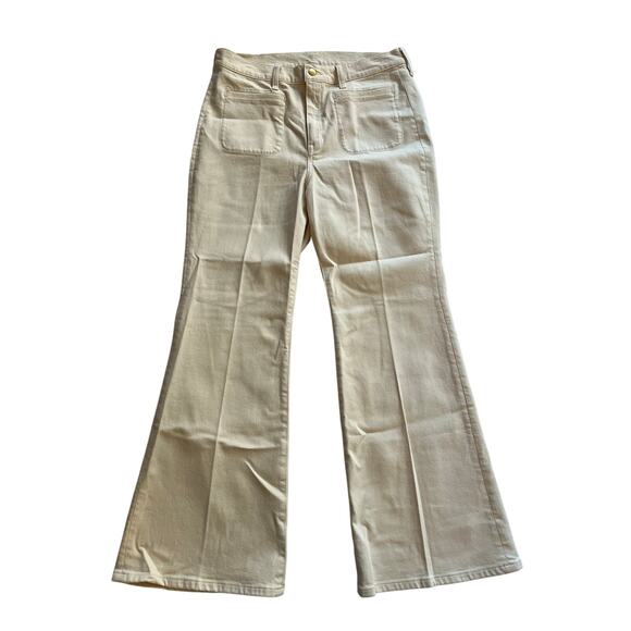J Crew Off White Cream Womens 32 96 Flare High Waist Denim Boho Chic - Picture 1 of 13
